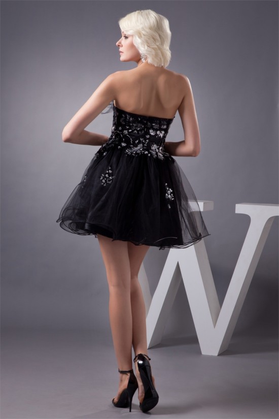 Sequins Satin Fine Netting A-Line Sleeveless Little Black Dresses 02021352 Sequins Satin Fine Netting A-Line Sleeveless Little Black Dresses 02021352