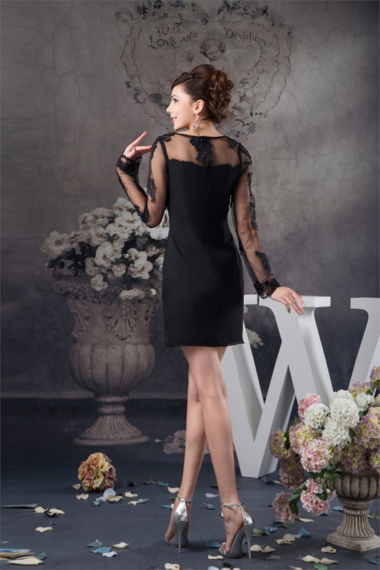 Sheath/Column Appliques High-Neck Chiffon Fine Netting Mother of the Bride Dresses 02021353 Sheath/Column Appliques High-Neck Chiffon Fine Netting Mother of the Bride Dresses 02021353