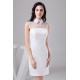 Short/Mini High-Neck Sheath/Column Organza Silk like Satin Little White Dresses 02021381 Short/Mini High-Neck Sheath/Column Organza Silk like Satin Little White Dresses 02021381