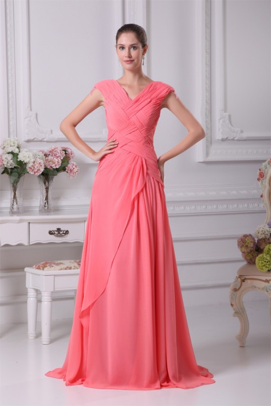 Chiffon Brush Sweep Train Long Prom/Formal Evening Dresses 02020142 Chiffon Brush Sweep Train Long Prom/Formal Evening Dresses 02020142