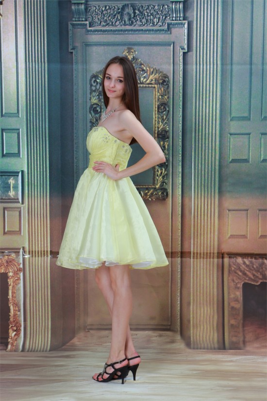A-Line Satin Knee-Length Beading Sleeveless Prom/Formal Evening Dresses 02021442 A-Line Satin Knee-Length Beading Sleeveless Prom/Formal Evening Dresses 02021442