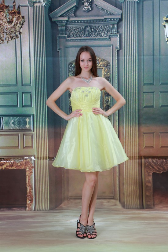 A-Line Satin Knee-Length Beading Sleeveless Prom/Formal Evening Dresses 02021442 A-Line Satin Knee-Length Beading Sleeveless Prom/Formal Evening Dresses 02021442