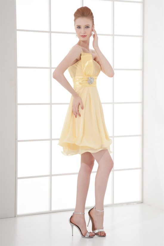 One-Shoulder Pleats A-Line Chiffon Silk like Satin Prom/Formal Evening Bridesmaid Dresses 02021477