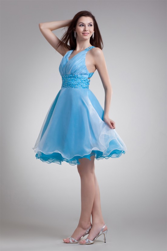Organza Elastic Woven Satin Short/Mini Prom/Formal Evening Dresses 02021481 Organza Elastic Woven Satin Short/Mini Prom/Formal Evening Dresses 02021481