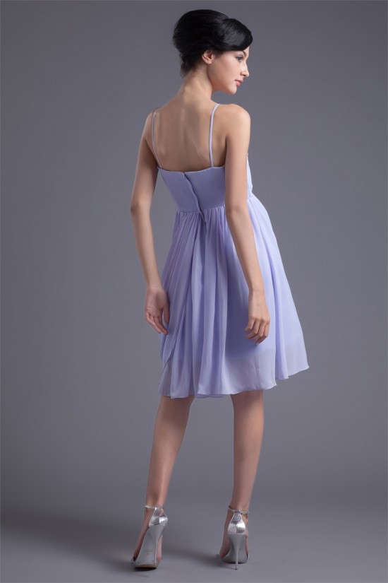 Pleats A-Line Spaghetti Straps Knee-Length Prom/Formal Evening Bridesmaid Dresses 02021487 Pleats A-Line Spaghetti Straps Knee-Length Prom/Formal Evening Bridesmaid Dresses 02021487