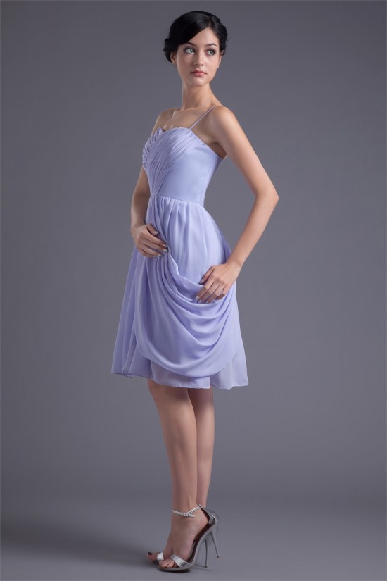 Pleats A-Line Spaghetti Straps Knee-Length Prom/Formal Evening Bridesmaid Dresses 02021487 Pleats A-Line Spaghetti Straps Knee-Length Prom/Formal Evening Bridesmaid Dresses 02021487