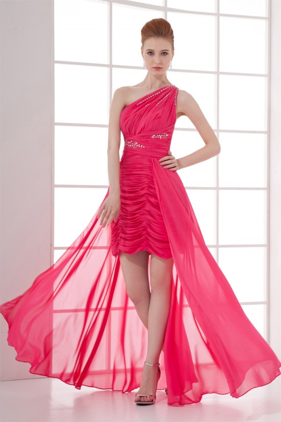 Sheath/Column Beading Chiffon One-Shoulder Prom/Formal Evening Homecoming Dresses 02021495
