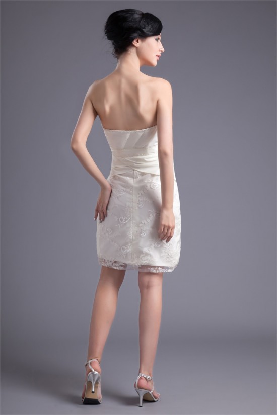 Short/Mini Handmade Flowers Satin Lace Prom/Formal Evening Dresses 02021505 Short/Mini Handmade Flowers Satin Lace Prom/Formal Evening Dresses 02021505