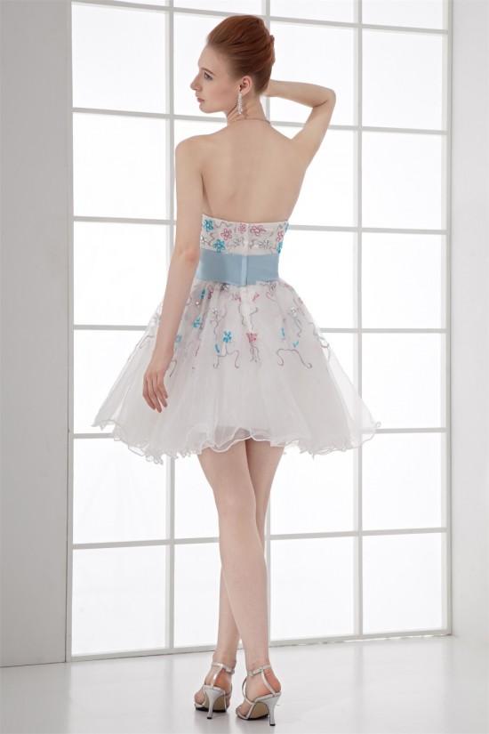 Short/Mini Sweetheart Satin Organza Beading Prom/Formal Evening Cocktail Dresses 02021516