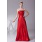 A-Line Floor-Length Beading Pleated Silk like Satin Long Red Prom/Formal Evening Dresses 02020182