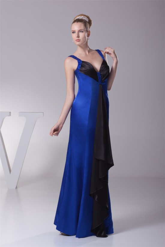 Floor-Length Beading Silk like Satin Mermaid/Trumpet Long Evening Bridesmaid Dresses 02020183