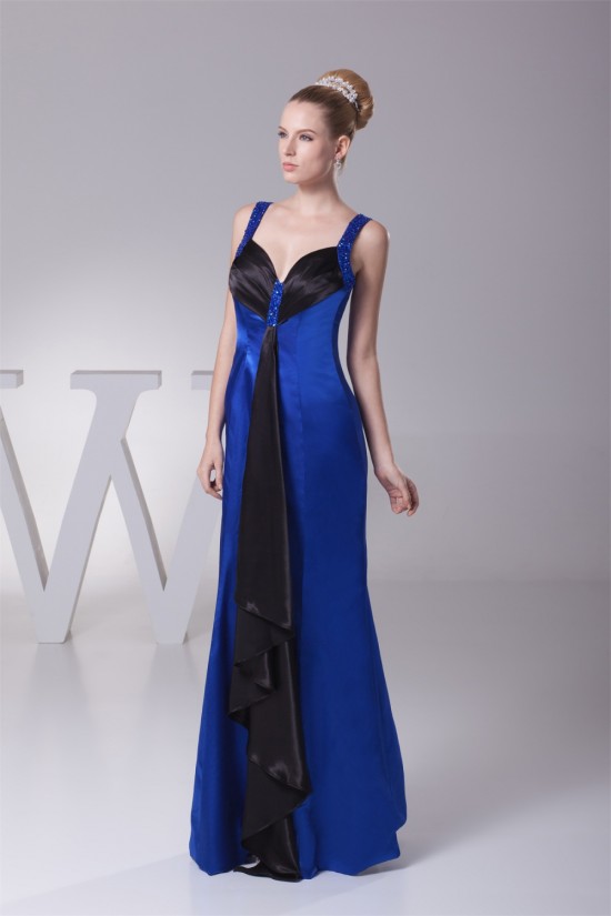 Floor-Length Beading Silk like Satin Mermaid/Trumpet Long Evening Bridesmaid Dresses 02020183