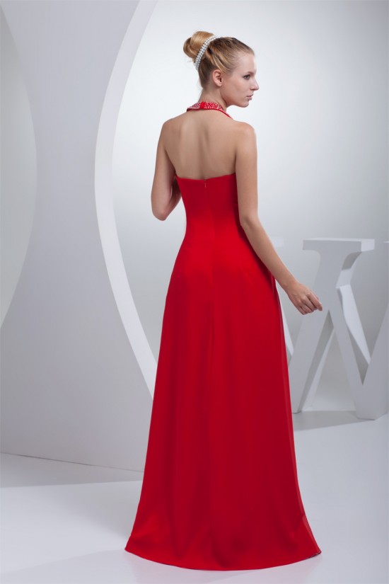Floor-Length Beading Sleeveless Halter A-Line Long Red Prom/Formal Evening Dresses 02020185 Floor-Length Beading Sleeveless Halter A-Line Long Red Prom/Formal Evening Dresses 02020185