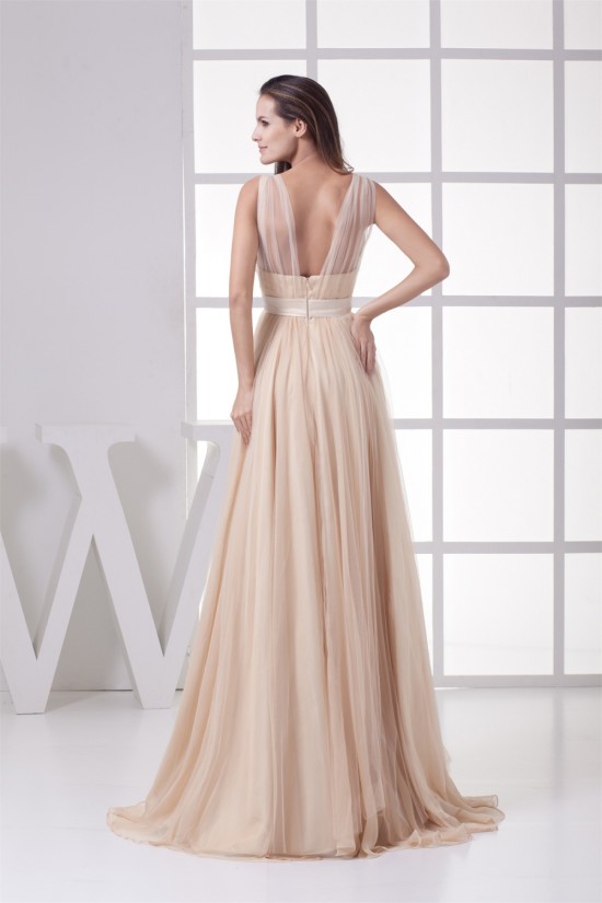A-Line Floor-Length Sleeveless Fine Netting Long Prom/Formal Evening Dresses 02020195 A-Line Floor-Length Sleeveless Fine Netting Long Prom/Formal Evening Dresses 02020195