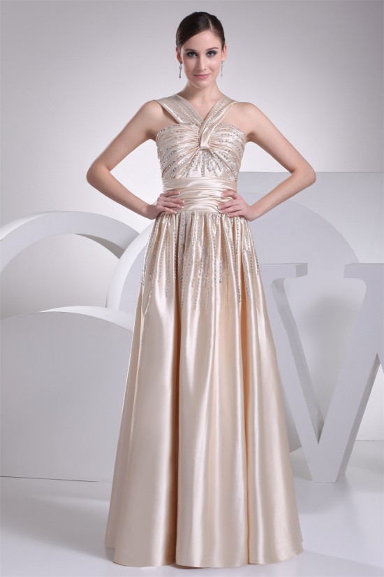 Halter A-Line Beading Sleeveless Silk like Satin Prom/Formal Evening Dresses 02020204 Halter A-Line Beading Sleeveless Silk like Satin Prom/Formal Evening Dresses 02020204