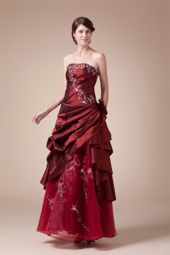 Handmade Flowers Square Taffeta Organza Prom/Formal Evening Dresses 02020208
