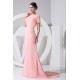 Hollow Back Satin Chiffon Puddle Train Short Sleeve Long Pink Prom/Formal Evening Dresses 02020211 Hollow Back Satin Chiffon Puddle Train Short Sleeve Long Pink Prom/Formal Evening Dresses 02020211