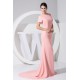 Hollow Back Satin Chiffon Puddle Train Short Sleeve Long Pink Prom/Formal Evening Dresses 02020211 Hollow Back Satin Chiffon Puddle Train Short Sleeve Long Pink Prom/Formal Evening Dresses 02020211