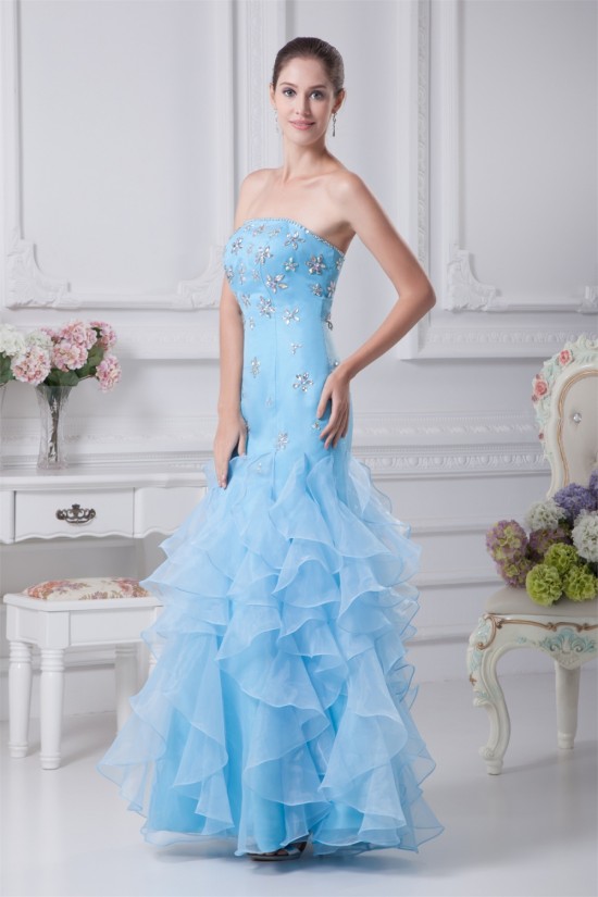 Mermaid/Trumpet Strapless Beading Sleeveless Long Blue Prom/Formal Evening Dresses 02020223 Mermaid/Trumpet Strapless Beading Sleeveless Long Blue Prom/Formal Evening Dresses 02020223