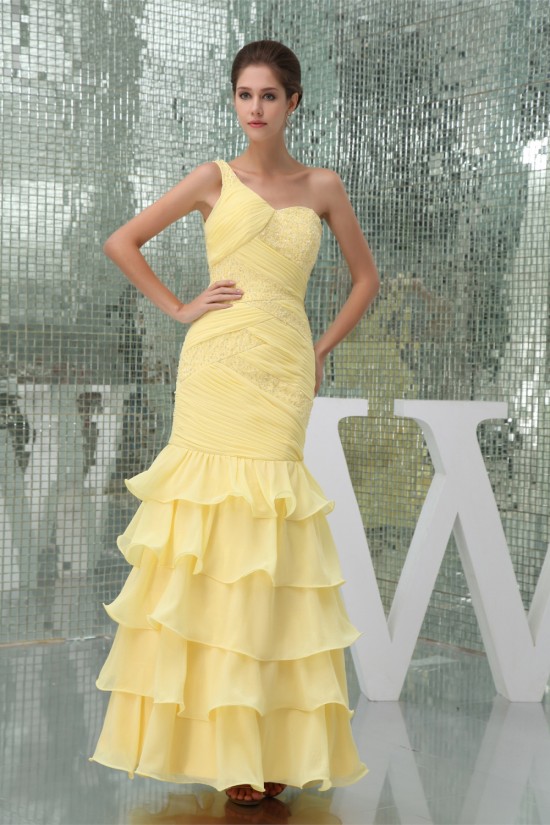Trumpet/Mermaid One-Shoulder Beading Chiffon Long Yellow Prom/Formal Evening Dresses 02020229 Trumpet/Mermaid One-Shoulder Beading Chiffon Long Yellow Prom/Formal Evening Dresses 02020229