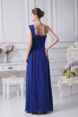 A-Line One-Shoulder Floor-Length Long Blue Prom/Formal Evening Bridesmaid Dresses 02020233