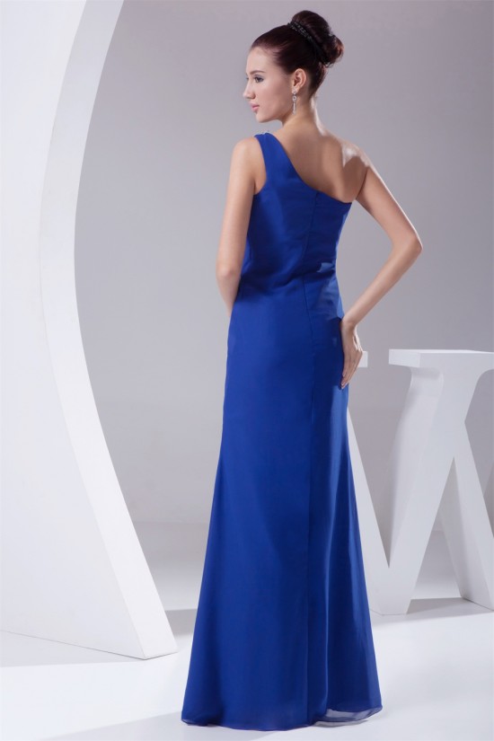 One-Shoulder Sheath/Column Chiffon Long Blue Prom/Formal Evening Dresses 02020234 One-Shoulder Sheath/Column Chiffon Long Blue Prom/Formal Evening Dresses 02020234