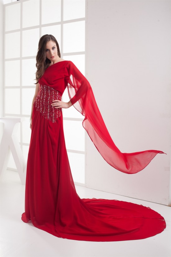 A-Line One-Shoulder Sleeveless Beading Long Red Prom/Formal Evening Dresses 02020236 A-Line One-Shoulder Sleeveless Beading Long Red Prom/Formal Evening Dresses 02020236