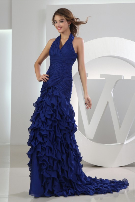 Puddle Train Sleeveless A-Line Chiffon Long Blue Prom/Formal Evening Dresses 02020248 Puddle Train Sleeveless A-Line Chiffon Long Blue Prom/Formal Evening Dresses 02020248