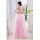 Ruffles Sleeveless Fine Netting Long Pink Prom/Formal Evening Dresses 02020261
