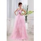 Ruffles Sleeveless Fine Netting Long Pink Prom/Formal Evening Dresses 02020261