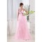 Ruffles Sleeveless Fine Netting Long Pink Prom/Formal Evening Dresses 02020261