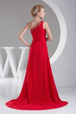 A-Line Beaded Appliques Long Red Prom Evening Formal Bridesmaid Dresses 02020266