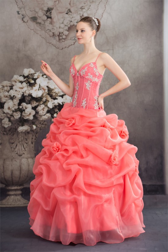 Ball Gown Satin Lace Organza Spaghetti Straps Princess Prom/Formal Evening Dresses 02020273 Ball Gown Satin Lace Organza Spaghetti Straps Princess Prom/Formal Evening Dresses 02020273