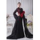 Long Black V-Neck Bows Prom/Formal Evening Dresses 02020276