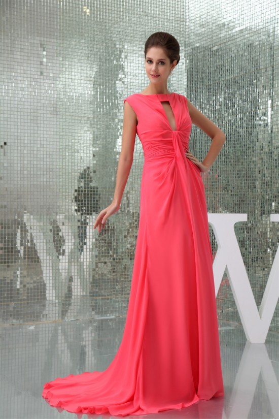 Scoop Chiffon Brush Sweep Train Long Prom/Formal Evening Dresses 02020282 Scoop Chiffon Brush Sweep Train Long Prom/Formal Evening Dresses 02020282
