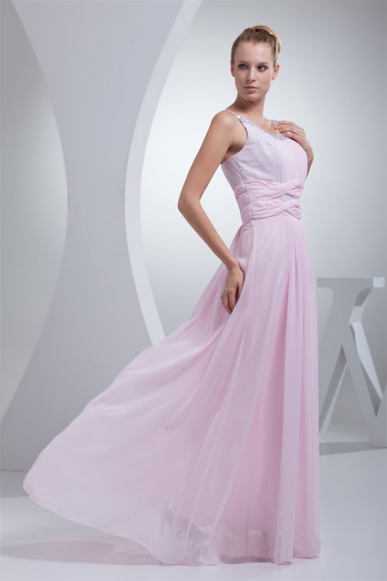 Scoop Floor-Length Ruffles Chiffon Long Pink Sequined Material Prom/Formal Evening Dresses 02020283 Scoop Floor-Length Ruffles Chiffon Long Pink Sequined Material Prom/Formal Evening Dresses 02020283