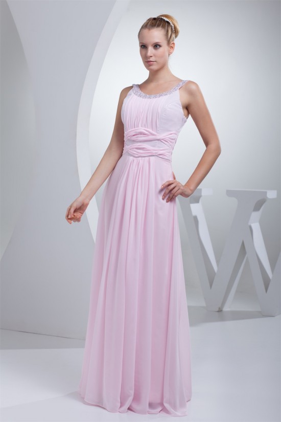 Scoop Floor-Length Ruffles Chiffon Long Pink Sequined Material Prom/Formal Evening Dresses 02020283 Scoop Floor-Length Ruffles Chiffon Long Pink Sequined Material Prom/Formal Evening Dresses 02020283