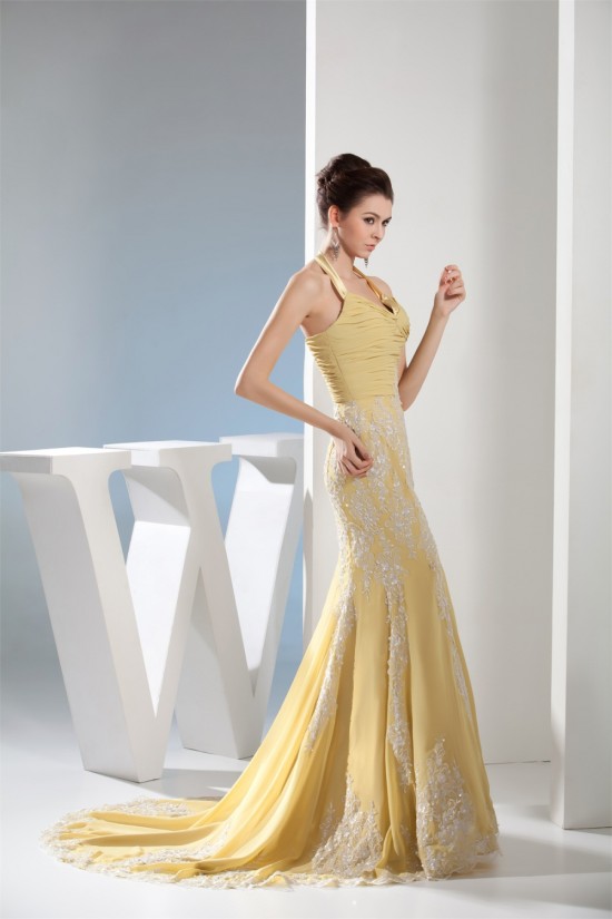Trumpet/Mermaid Halter Sleeveless Brush Sweep Train Long Prom/Formal Evening Dresses 02020285 Trumpet/Mermaid Halter Sleeveless Brush Sweep Train Long Prom/Formal Evening Dresses 02020285