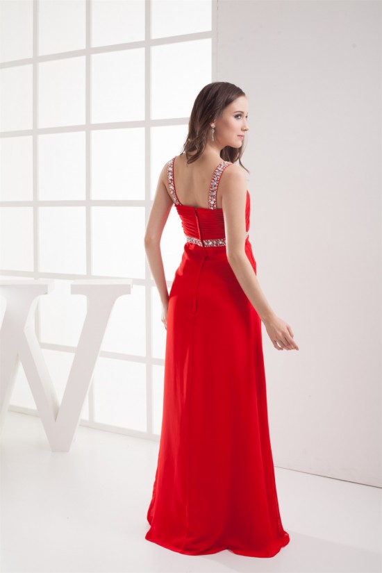 Sheath/Column Brush Sweep Train Sleeveless Long Red Chiffon Prom/Formal Evening Dresses 02020289 Sheath/Column Brush Sweep Train Sleeveless Long Red Chiffon Prom/Formal Evening Dresses 02020289