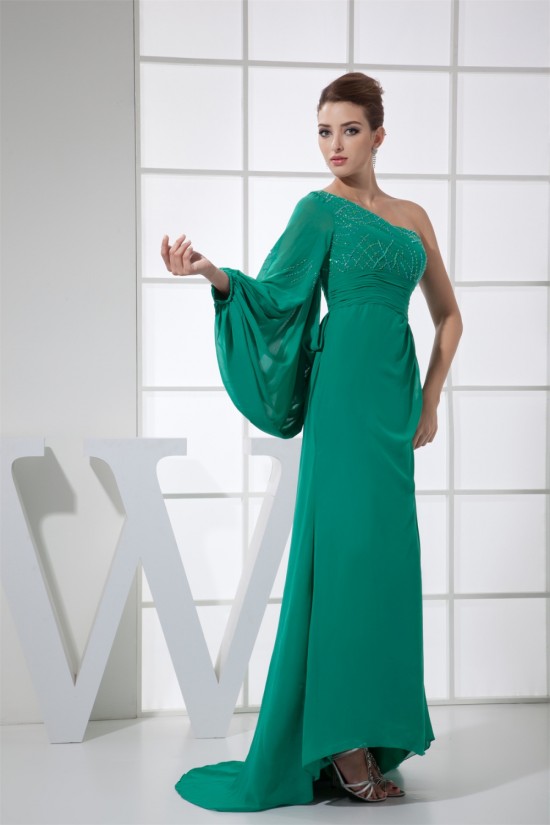 Sheath/Column Floor-Length Long Sleeves Prom/Formal Evening Dresses 02020295