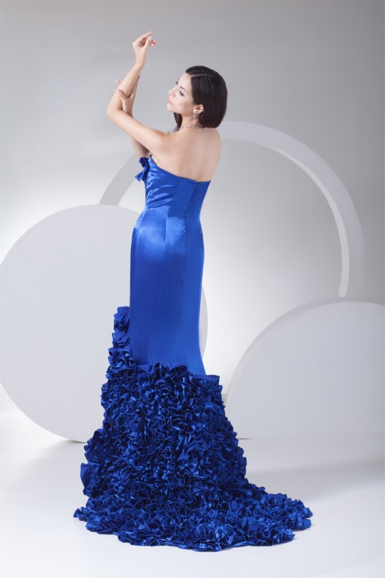 Long Blue Strapless Ruffles Prom/Formal Evening Dresses 02020300 Long Blue Strapless Ruffles Prom/Formal Evening Dresses 02020300