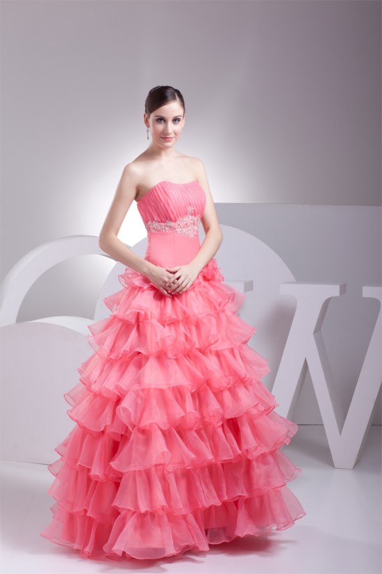 Ball Gown Organza Floor-Length Prom/Formal Evening Dresses 02020301