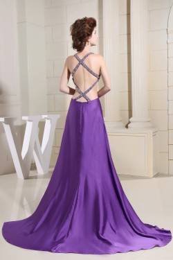 A-Line Straps Beaded Long Purple Prom/Formal Evening Dresses 02020328