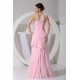 Elegant One-Shoulder Long Pink Chiffon Prom Evening Bridesmaid Dresses 02020347