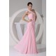 Elegant One-Shoulder Long Pink Chiffon Prom Evening Bridesmaid Dresses 02020347