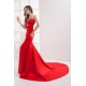 Mermaid/Trumpet Strapless Beaded Long Red Prom/Formal Evening Dresses 02020356