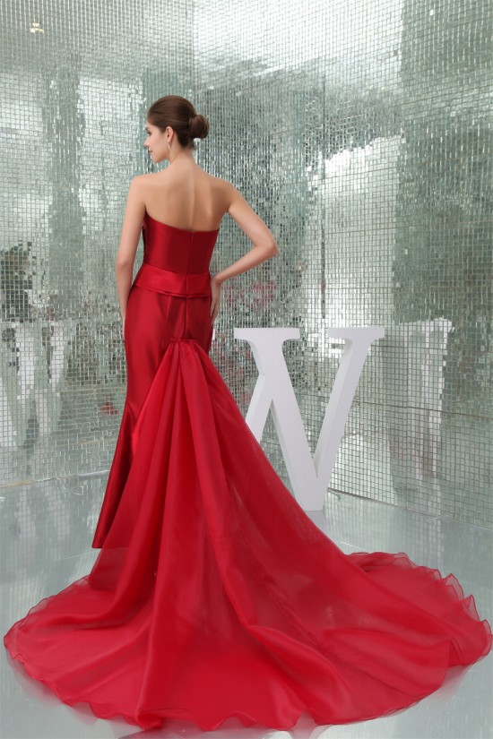 Criss Cross Sweetheart Taffeta Organzan Long Red Prom/Formal Evening Dresses 02020358