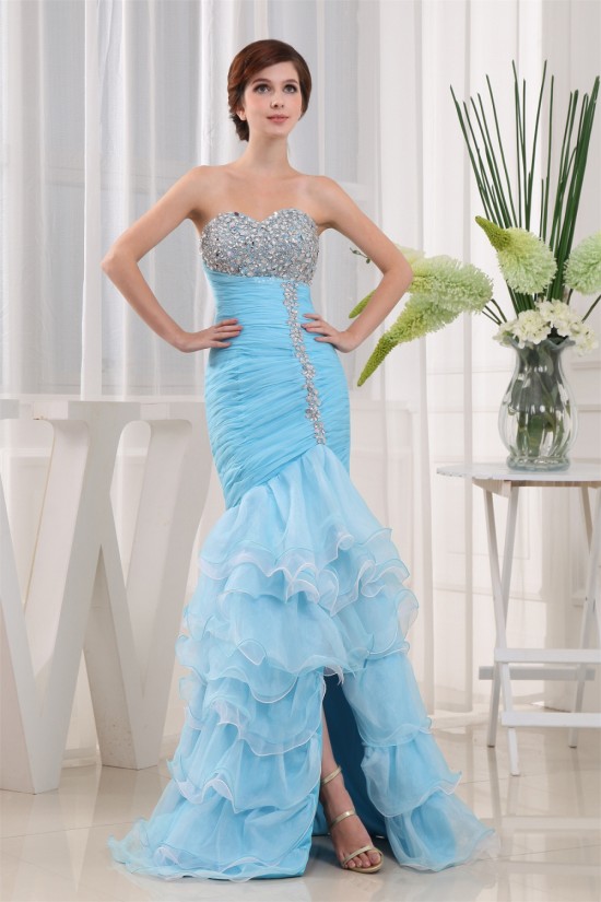 Trumpet/Mermaid Sweetheart Floor-Length Beading Long Blue Prom/Formal Evening Dresses 02020368