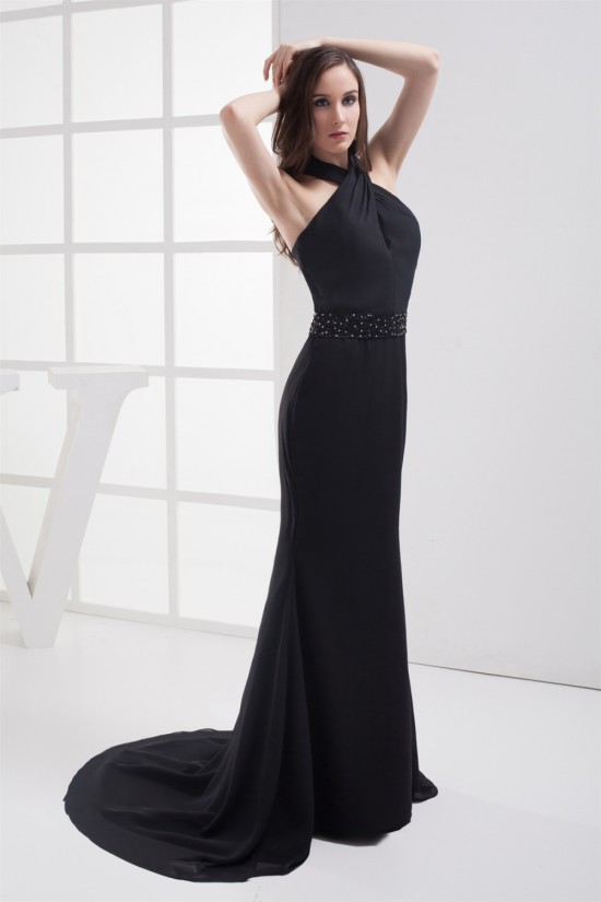 Trumpet/Mermaid Halter Floor-Length Beading Long Black Prom/Formal Evening Dresses 02020369 Trumpet/Mermaid Halter Floor-Length Beading Long Black Prom/Formal Evening Dresses 02020369