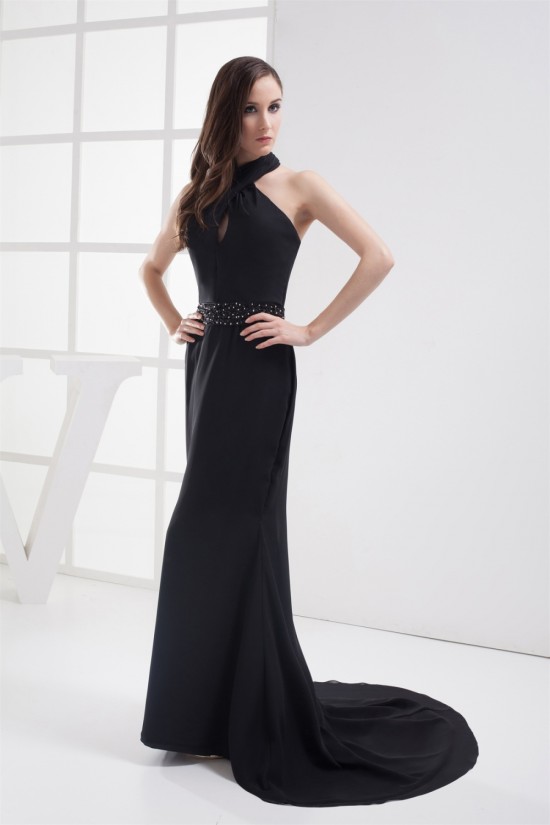 Trumpet/Mermaid Halter Floor-Length Beading Long Black Prom/Formal Evening Dresses 02020369 Trumpet/Mermaid Halter Floor-Length Beading Long Black Prom/Formal Evening Dresses 02020369
